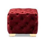 Load image into Gallery viewer, Baxton Studio Avara Glam and Luxe Velvet Fabric Upholstered Gold Finished Button Tufted Ottoman
