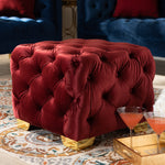 Load image into Gallery viewer, Baxton Studio Avara Glam and Luxe Velvet Fabric Upholstered Gold Finished Button Tufted Ottoman
