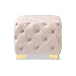 Load image into Gallery viewer, Baxton Studio Avara Glam And Luxe Light Beige Velvet Fabric Upholstered Gold Finished Button Tufted Ottoman
