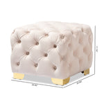 Load image into Gallery viewer, Baxton Studio Avara Glam And Luxe Light Beige Velvet Fabric Upholstered Gold Finished Button Tufted Ottoman
