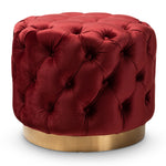 Load image into Gallery viewer, Baxton Studio Valeria Glam Burgundy Red Velvet Fabric Upholstered Gold-Finished Button Tufted Ottoman
