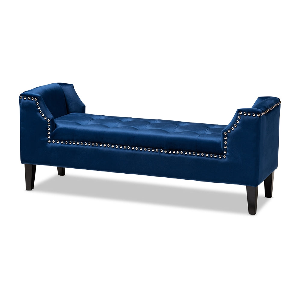 Baxton Studio Perret Modern and Contemporary Velvet Fabric Upholstered Espresso Finished Wood Bench