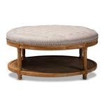 Load image into Gallery viewer, Baxton Studio Ambroise French Provincial Beige Linen Fabric Upholstered And White-Washed Oak Wood Button-Tufted Cocktail Ottoman With Shelf
