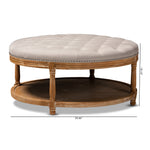 Load image into Gallery viewer, Baxton Studio Ambroise French Provincial Beige Linen Fabric Upholstered And White-Washed Oak Wood Button-Tufted Cocktail Ottoman With Shelf
