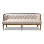 Load image into Gallery viewer, Baxton Studio Agnes French Provincial Beige Linen Fabric Upholstered And White-Washed Oak Wood Sofa
