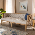 Load image into Gallery viewer, Baxton Studio Agnes French Provincial Beige Linen Fabric Upholstered And White-Washed Oak Wood Sofa
