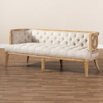 Load image into Gallery viewer, Baxton Studio Agnes French Provincial Beige Linen Fabric Upholstered And White-Washed Oak Wood Sofa
