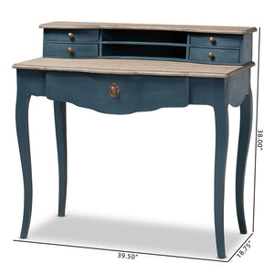 Baxton Studio Celestine French Provincial Blue Spruce Finished Wood Accent Writing Desk