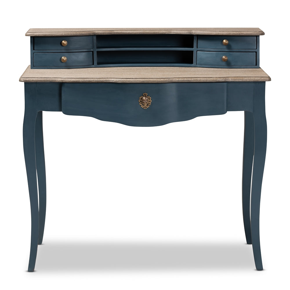 Baxton Studio Celestine French Provincial Blue Spruce Finished Wood Accent Writing Desk