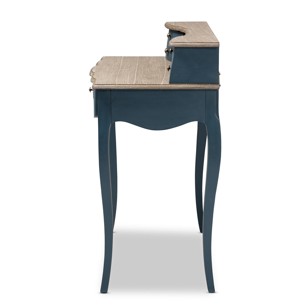 Baxton Studio Celestine French Provincial Blue Spruce Finished Wood Accent Writing Desk