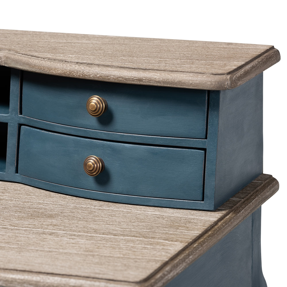 Baxton Studio Celestine French Provincial Blue Spruce Finished Wood Accent Writing Desk