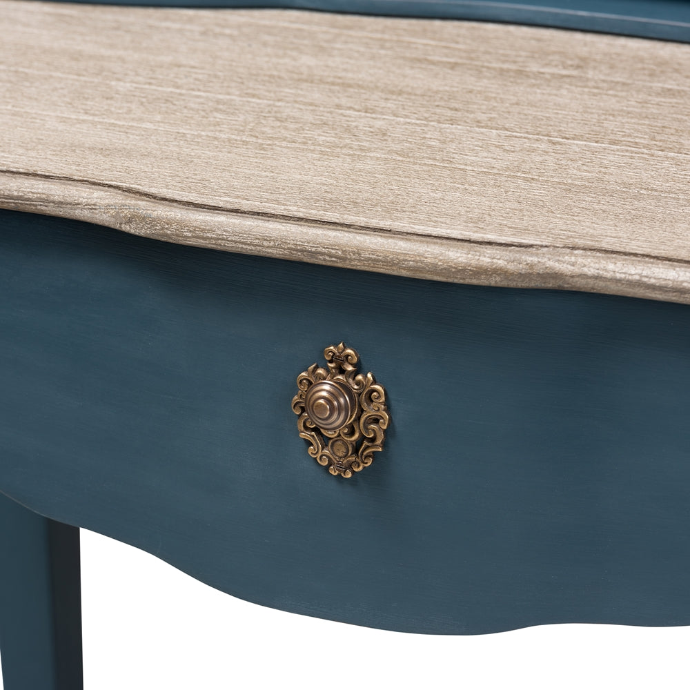 Baxton Studio Celestine French Provincial Blue Spruce Finished Wood Accent Writing Desk