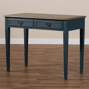 Baxton Studio Dauphine French Provincial Spruce Blue Accent Writing Desk