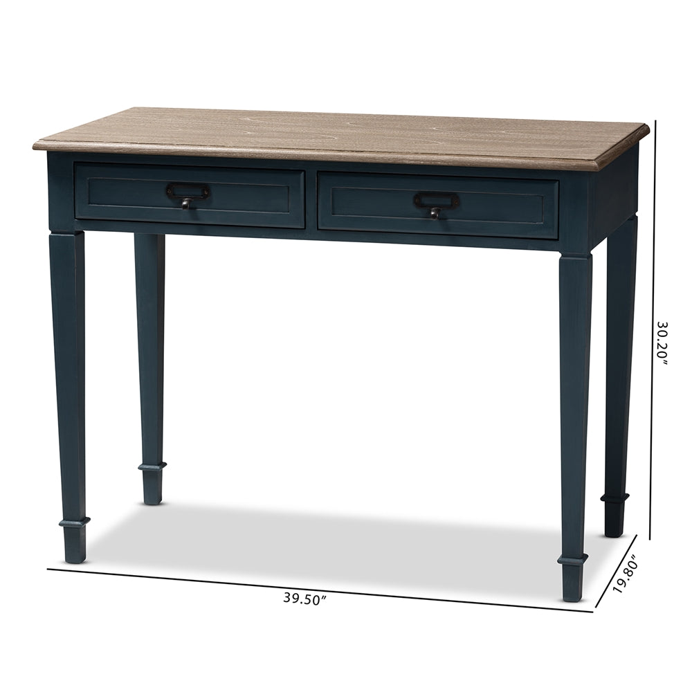 Baxton Studio Dauphine French Provincial Spruce Blue Accent Writing Desk