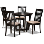 Load image into Gallery viewer, Baxton Studio Nellie Modern And Contemporary Sand Fabric Upholstered And Dark Brown Finished Wood 5-Piece Dining Set
