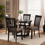 Load image into Gallery viewer, Baxton Studio Nellie Modern And Contemporary Sand Fabric Upholstered And Dark Brown Finished Wood 5-Piece Dining Set
