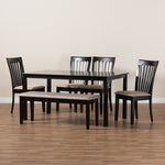 Load image into Gallery viewer, Baxton Studio Minette Modern And Contemporary Sand Fabric Upholstered And Dark Brown Finished Wood 6-Piece Dining Set
