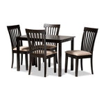 Load image into Gallery viewer, Baxton Studio Minette Modern And Contemporary Sand Fabric Upholstered Espresso Brown Finished Wood 5-Piece Dining Set
