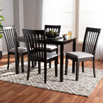 Load image into Gallery viewer, Baxton Studio Minette Modern And Contemporary Gray Fabric Upholstered Espresso Brown Finished Wood 5-Piece Dining Set
