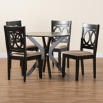 Load image into Gallery viewer, Baxton Studio Sanne Modern Beige Fabric And Espresso Brown Finished Wood 5-Piece Dining Set
