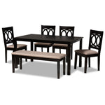 Load image into Gallery viewer, Baxton Studio Bennett Modern And Contemporary Sand Fabric Upholstered And Dark Brown Finished Wood 6-Piece Dining Set
