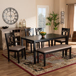 Load image into Gallery viewer, Baxton Studio Bennett Modern And Contemporary Sand Fabric Upholstered And Dark Brown Finished Wood 6-Piece Dining Set
