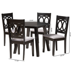 Baxton Studio Louisa Modern Grey Fabric And Dark Brown Finished Wood 5-Piece Dining Set