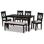 Load image into Gallery viewer, Baxton Studio Bennett Modern And Contemporary Grey Fabric Upholstered And Dark Brown Finished Wood 6-Piece Dining Set
