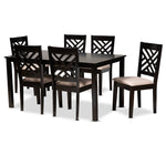 Load image into Gallery viewer, Baxton Studio Caron Modern And Contemporary Sand Fabric Upholstered Espresso Brown Finished Wood 7-Piece Dining Set
