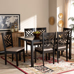 Load image into Gallery viewer, Baxton Studio Caron Modern And Contemporary Sand Fabric Upholstered Espresso Brown Finished Wood 7-Piece Dining Set
