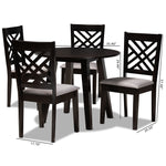 Load image into Gallery viewer, Baxton Studio Lilly Modern And Contemporary Grey Fabric Upholstered And Dark Brown Finished Wood 5-Piece Dining Set
