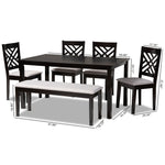 Load image into Gallery viewer, Baxton Studio Gustavo Modern And Contemporary Grey Fabric Upholstered And Dark Brown Finished Wood 6-Piece Dining Set
