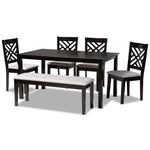 Load image into Gallery viewer, Baxton Studio Gustavo Modern And Contemporary Grey Fabric Upholstered And Dark Brown Finished Wood 6-Piece Dining Set
