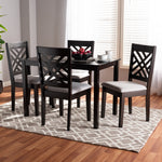 Load image into Gallery viewer, Baxton Studio Caron Modern And Contemporary Gray Fabric Upholstered Espresso Brown Finished Wood 5-Piece Dining Set
