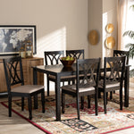 Load image into Gallery viewer, Baxton Studio Reneau Modern And Contemporary Sand Fabric Upholstered Espresso Brown Finished Wood 7-Piece Dining Set
