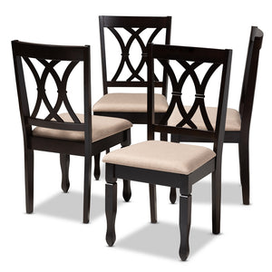 Baxton Studio Reneau Modern And Contemporary Sand Fabric Upholstered Espresso Brown Finished Wood Dining Chair Set Of 4