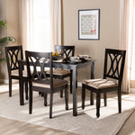 Load image into Gallery viewer, Baxton Studio Reneau Modern And Contemporary Sand Fabric Upholstered Espresso Brown Finished Wood 5-Piece Dining Set
