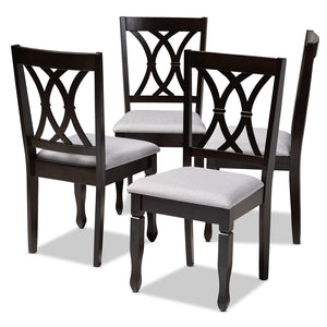 Baxton Studio Reneau Modern And Contemporary Gray Fabric Upholstered Espresso Brown Finished Wood Dining Chair Set Of 4