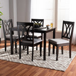 Load image into Gallery viewer, Baxton Studio Reneau Modern And Contemporary Gray Fabric Upholstered Espresso Brown Finished Wood 5-Piece Dining Set
