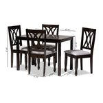 Load image into Gallery viewer, Baxton Studio Reneau Modern And Contemporary Gray Fabric Upholstered Espresso Brown Finished Wood 5-Piece Dining Set
