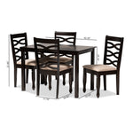 Load image into Gallery viewer, Baxton Studio Lanier Modern And Contemporary Sand Fabric Upholstered Espresso Brown Finished Wood 5-Piece Dining Set
