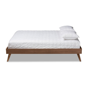 Baxton Studio Lissette Mid-Century Modern Walnut Brown Finished Wood Full Size Platform Bed Frame