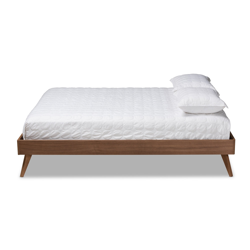 Baxton Studio Lissette Mid-Century Modern Walnut Brown Finished Wood King Size Platform Bed Frame