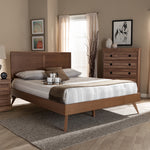 Load image into Gallery viewer, Baxton Studio Zenon Mid-Century Modern Walnut Brown Finished Wood Full Size Platform Bed
