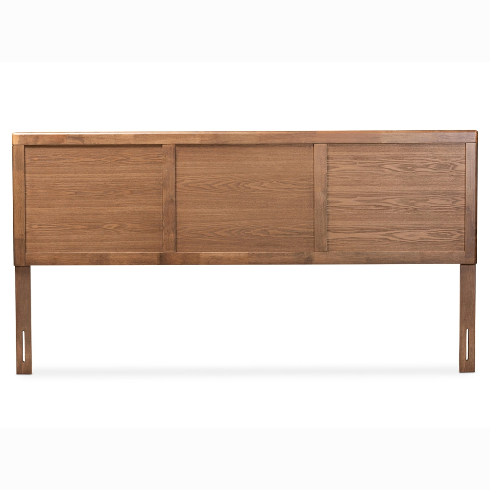 Baxton Studio Raya Mid-Century Modern Walnut Brown Finished Wood King Size Headboard