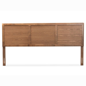 Baxton Studio Raya Mid-Century Modern Walnut Brown Finished Wood King Size Headboard