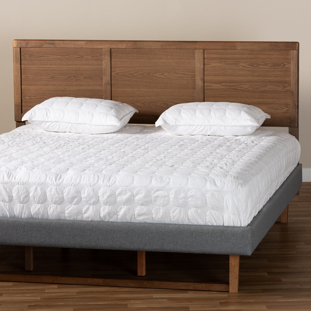 BAXTON STUDIO RAYA MID-CENTURY MODERN WALNUT BROWN FINISHED WOOD KING SIZE HEADBOARD