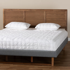 BAXTON STUDIO RAYA MID-CENTURY MODERN WALNUT BROWN FINISHED WOOD KING SIZE HEADBOARD