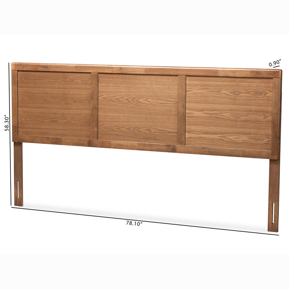 Baxton Studio Raya Mid-Century Modern Walnut Brown Finished Wood King Size Headboard