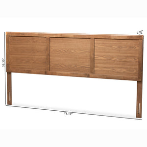 Baxton Studio Raya Mid-Century Modern Walnut Brown Finished Wood King Size Headboard